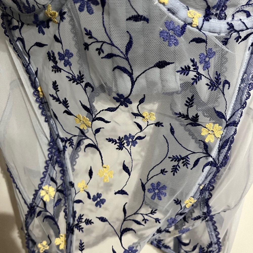 ๐ 40DDD Adore me Floral Sheer Corset Top with Blue Straps - Picture 2 of 8
